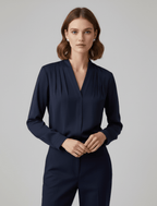 Puff Sleeve Satin Blouse With Tailored Waist Detail for Evening - Nalani - UK and AUS Fashion Clothing and Decor
