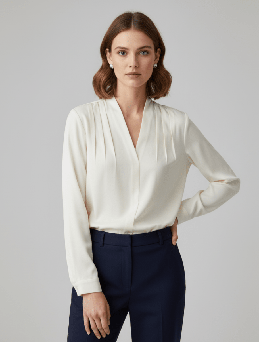 Puff Sleeve Satin Blouse With Tailored Waist Detail for Evening - Nalani - UK and AUS Fashion Clothing and Decor