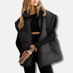 Quilted Insulated Vest For Women High Stand Collar Hip Length - Nalani - UK Fashion Clothing and Decor