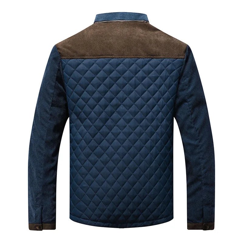 Quilted Stand Collar Jacket With Contrast Suede Shoulder Panels - Nalani - Fashion Clothing and Decor