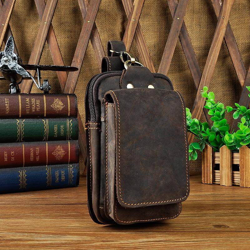 Real Leather Mens Waist Bag With Zipper Front Pocket - Nalani - UK Fashion Clothing and Decor