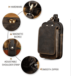 Real Leather Mens Waist Bag With Zipper Front Pocket - Nalani - UK Fashion Clothing and Decor