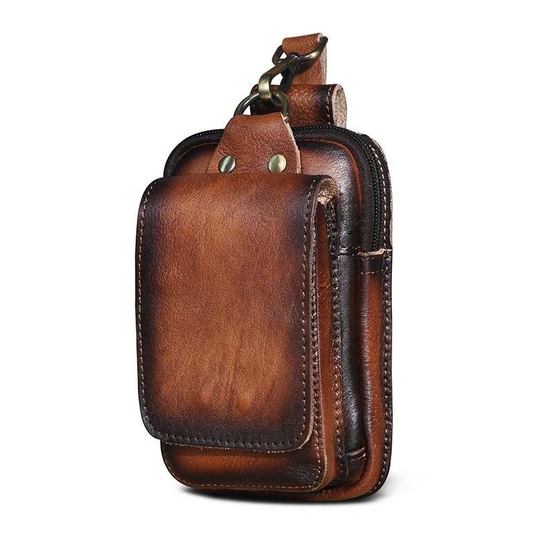 Real Leather Mens Waist Bag With Zipper Front Pocket - Nalani - UK Fashion Clothing and Decor