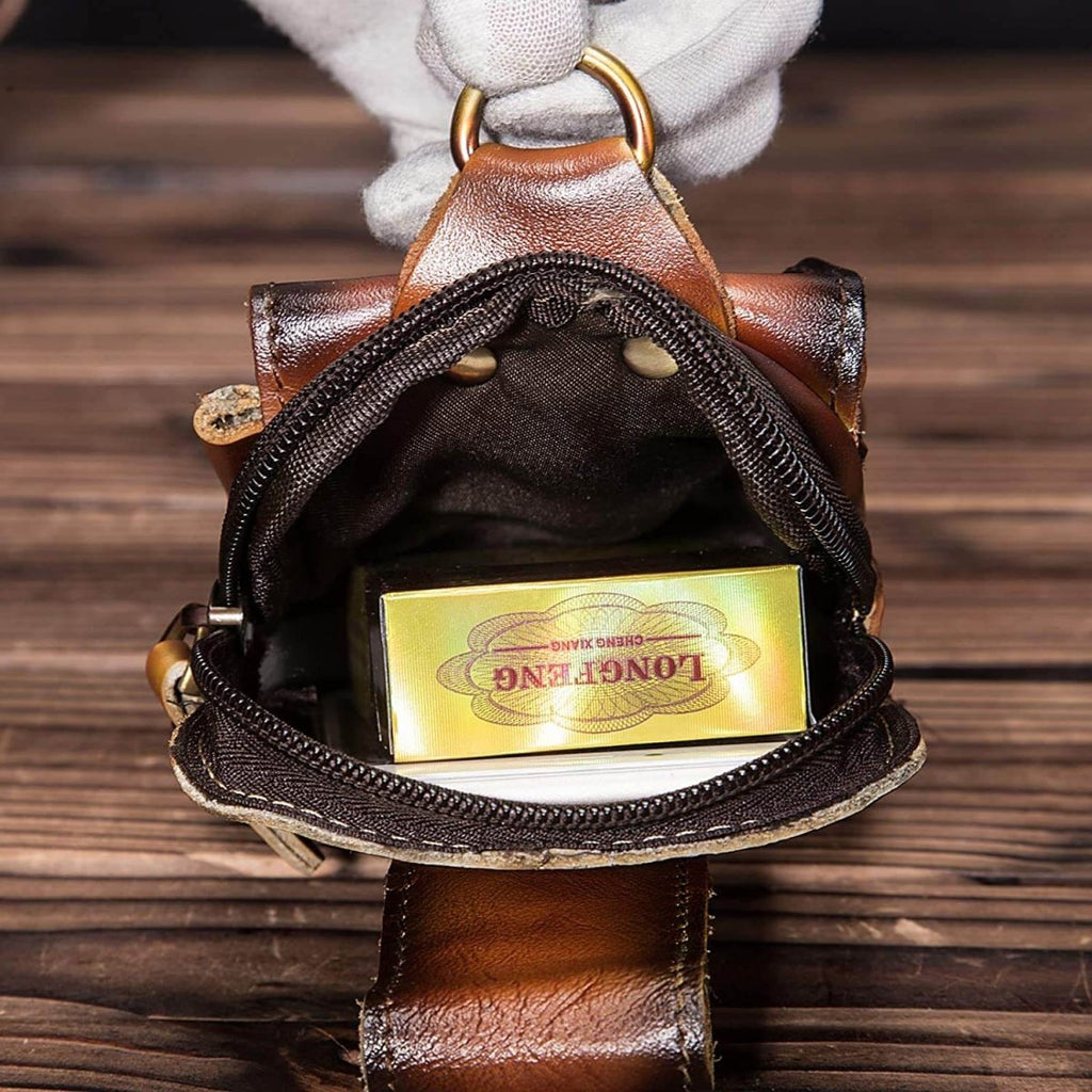 Real Leather Mens Waist Bag With Zipper Front Pocket - Nalani - UK Fashion Clothing and Decor