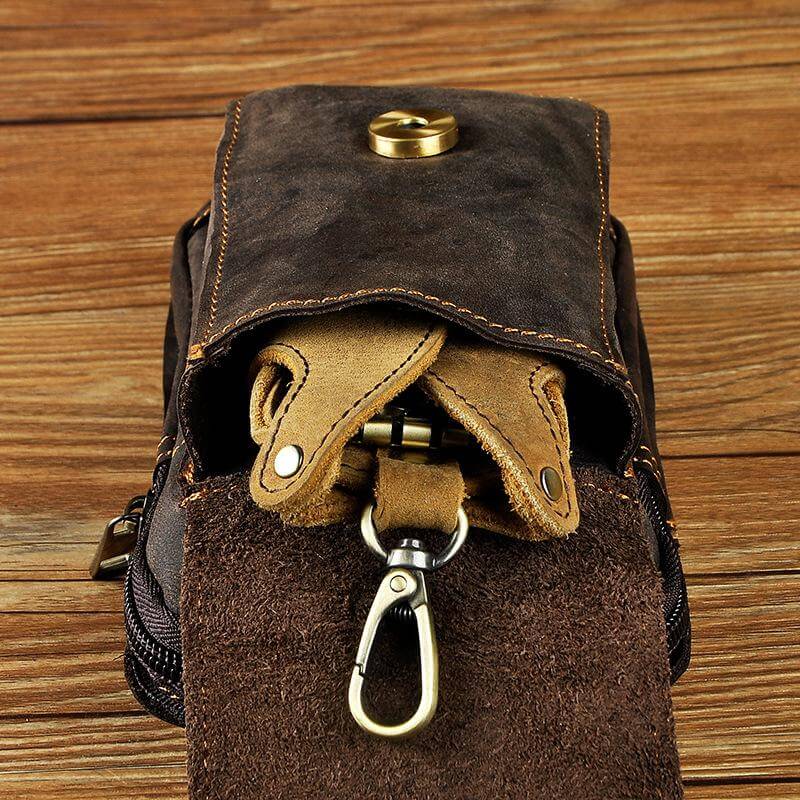 Real Leather Mens Waist Bag With Zipper Front Pocket - Nalani - UK Fashion Clothing and Decor