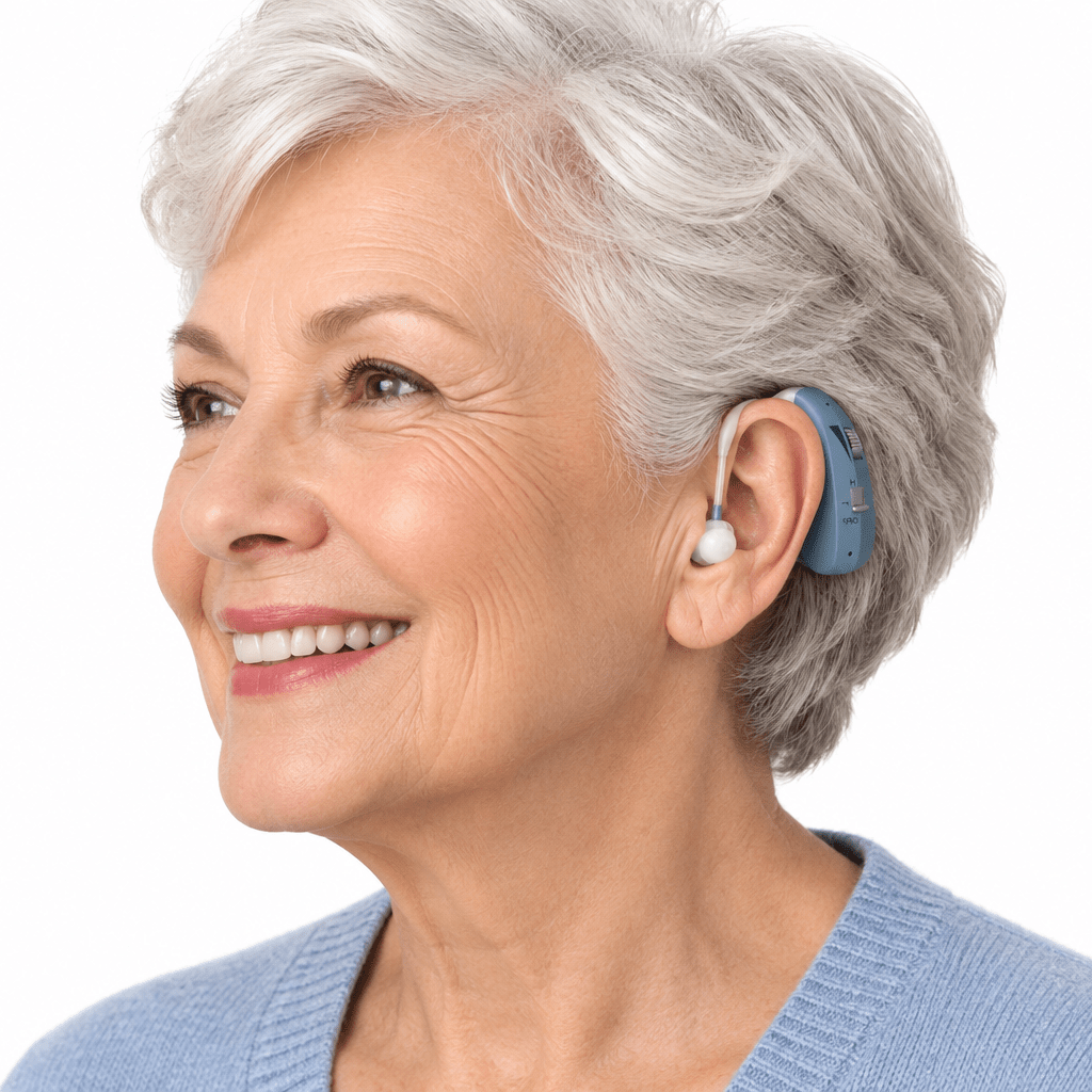 Rechargeable Bluetooth Hearing Assistance – Personal Sound Amplifier & Wireless Earbuds for Calls and Music, Blue or Gold - Nalani - Fashion Clothing and Decor