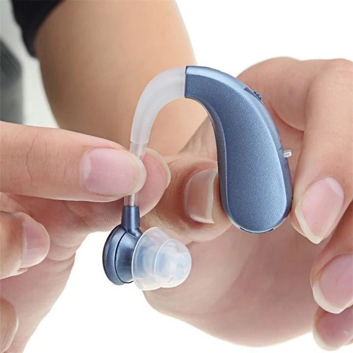 Rechargeable Bluetooth Hearing Assistance – Personal Sound Amplifier & Wireless Earbuds for Calls and Music, Blue or Gold - Nalani - Fashion Clothing and Decor