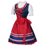 Red and Blue Plaid Dirndl Dress - Bavarian Oktoberfest Costume with Apron - Nalani - Fashion Clothing and Decor