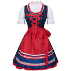 Red and Blue Plaid Dirndl Dress - Bavarian Oktoberfest Costume with Apron - Nalani - Fashion Clothing and Decor