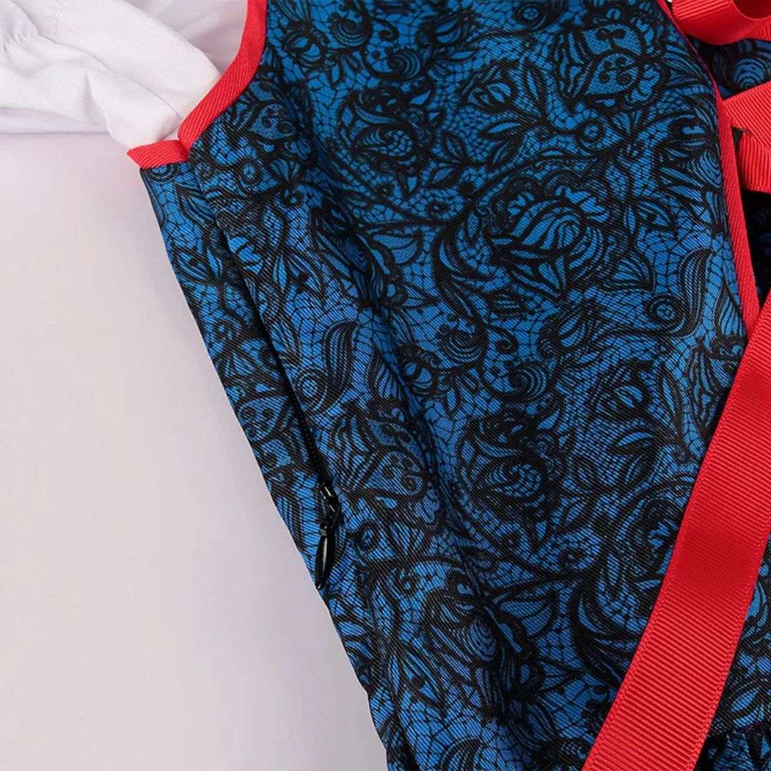 Red and Blue Plaid Dirndl Dress - Bavarian Oktoberfest Costume with Apron - Nalani - Fashion Clothing and Decor