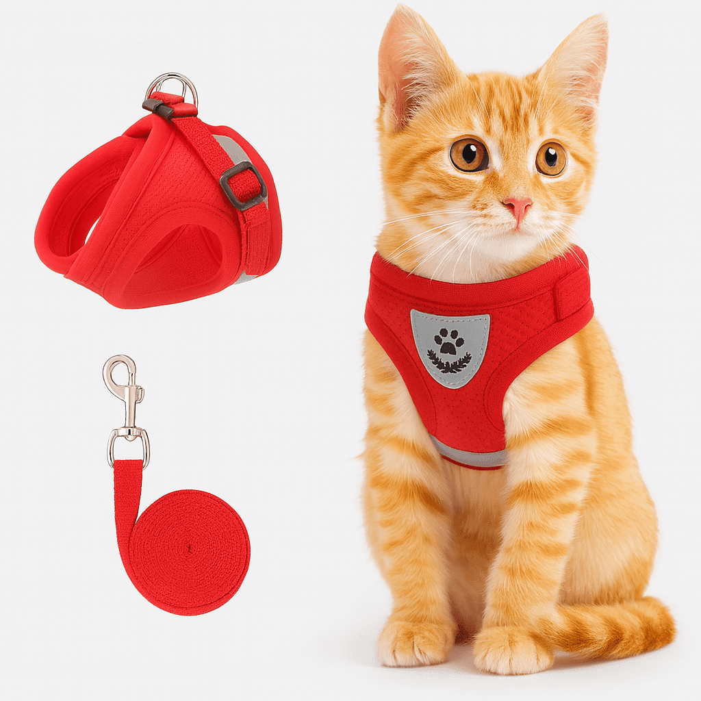 Reflective Cat Harness and Leash – Adjustable Breathable Mesh Harness for Cats & Kittens, XS-XL, 4 Colors - Nalani - Fashion Clothing and Decor