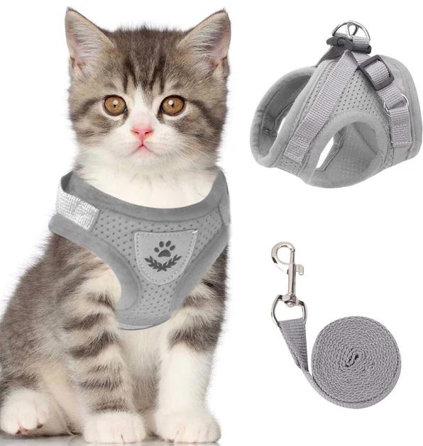 Reflective Cat Harness and Leash – Adjustable Breathable Mesh Harness for Cats & Kittens, XS-XL, 4 Colors - Nalani - Fashion Clothing and Decor