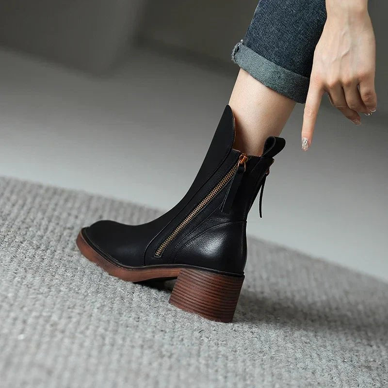 Regular Fit Ankle Boots With Tassel Accent And Chunky Sole - Nalani - UK and AUS Fashion Clothing and Decor
