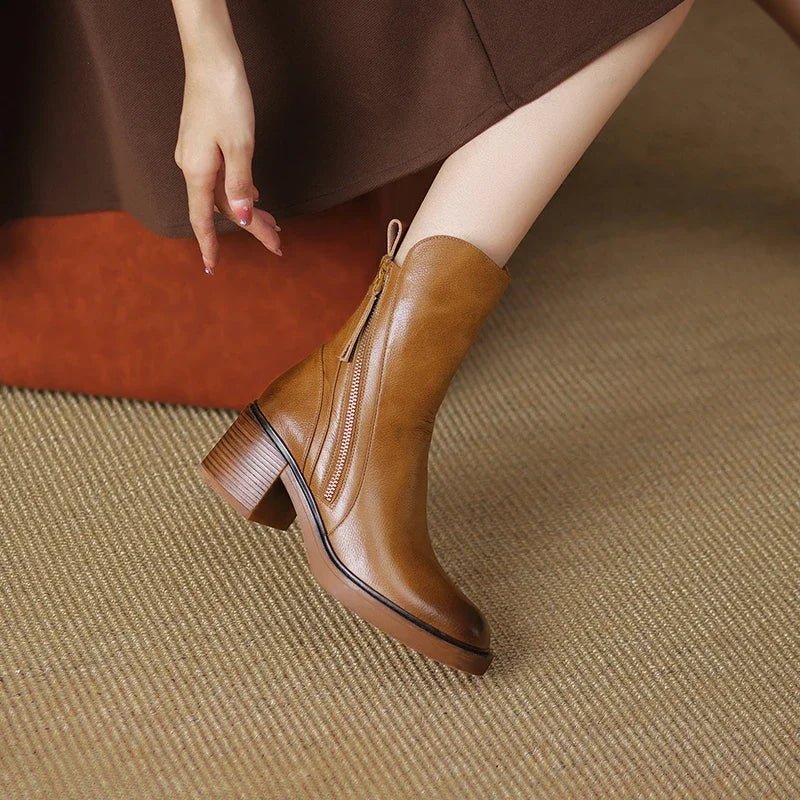 Regular Fit Ankle Boots With Tassel Accent And Chunky Sole - Nalani - UK and AUS Fashion Clothing and Decor