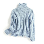Relaxed Fit Turtleneck Sweater With Cable Knit Ribbed Trim - Nalani - UK Fashion Clothing and Decor