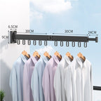 Retractable Clothesline – Wall Mounted Foldable Drying Rack for Balcony, Laundry Room & Bathroom, 1-3 Rods, Black or White - Nalani - Fashion Clothing and Decor