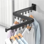 Retractable Clothesline – Wall Mounted Foldable Drying Rack for Balcony, Laundry Room & Bathroom, 1-3 Rods, Black or White - Nalani - Fashion Clothing and Decor