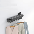 Retractable Clothesline – Wall Mounted Foldable Drying Rack for Balcony, Laundry Room & Bathroom, 1-3 Rods, Black or White - Nalani - Fashion Clothing and Decor
