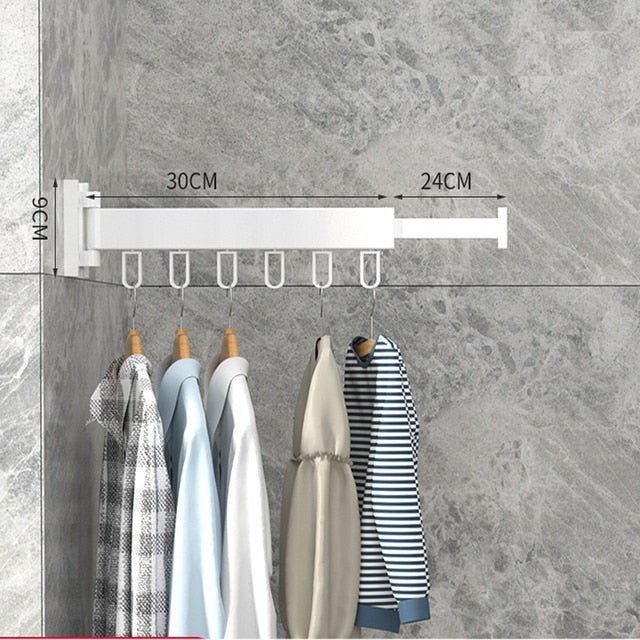 Retractable Clothesline – Wall Mounted Foldable Drying Rack for Balcony, Laundry Room & Bathroom, 1-3 Rods, Black or White - Nalani - Fashion Clothing and Decor