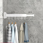 Retractable Clothesline – Wall Mounted Foldable Drying Rack for Balcony, Laundry Room & Bathroom, 1-3 Rods, Black or White - Nalani - Fashion Clothing and Decor