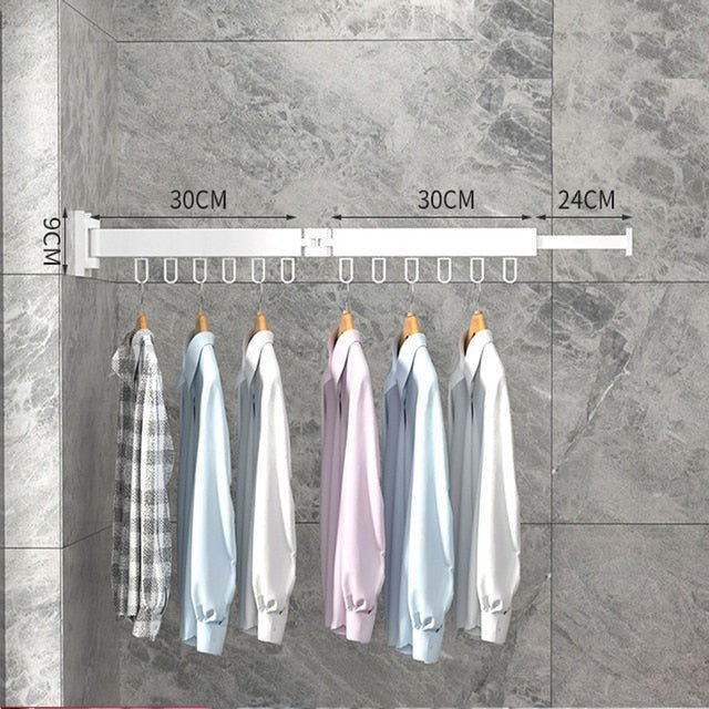 Retractable Clothesline – Wall Mounted Foldable Drying Rack for Balcony, Laundry Room & Bathroom, 1-3 Rods, Black or White - Nalani - Fashion Clothing and Decor