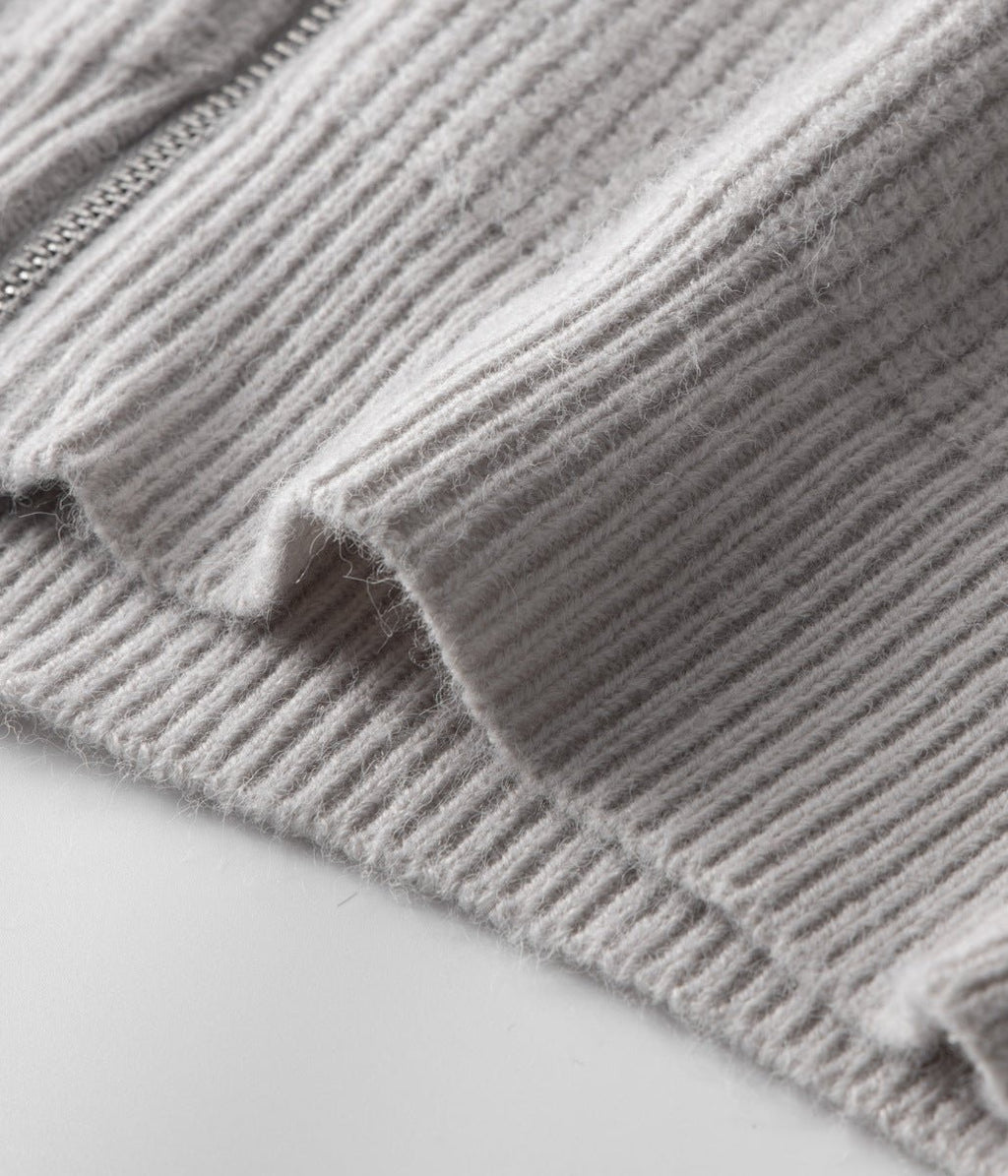 Ribbed Zip Through Cardigan With Funnel Neck For Men - Nalani - UK Fashion Clothing and Decor