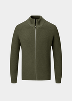 Ribbed Zip Through Cardigan With Funnel Neck For Men - Nalani - UK Fashion Clothing and Decor