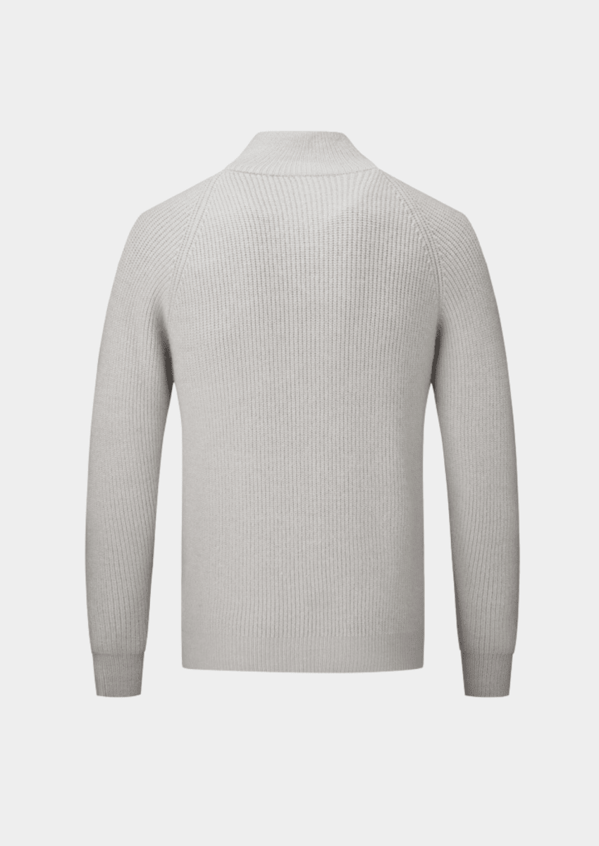 Ribbed Zip Through Cardigan With Funnel Neck For Men - Nalani - UK Fashion Clothing and Decor