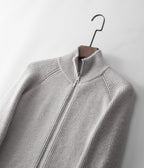 Ribbed Zip Through Cardigan With Funnel Neck For Men - Nalani - UK Fashion Clothing and Decor