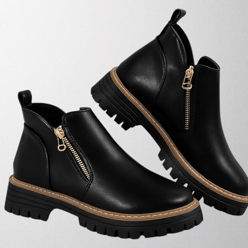 Roque | Women's Platform Ankle Boots - Side Zip Chunky Booties - Nalani - Fashion Clothing and Decor