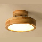 Round Wooden Scandinavian Ceiling Lamp – Solid Wood LED Flush Mount Ceiling Light, Warm or Cool White – NordicLuxe - Nalani - Fashion Clothing and Decor