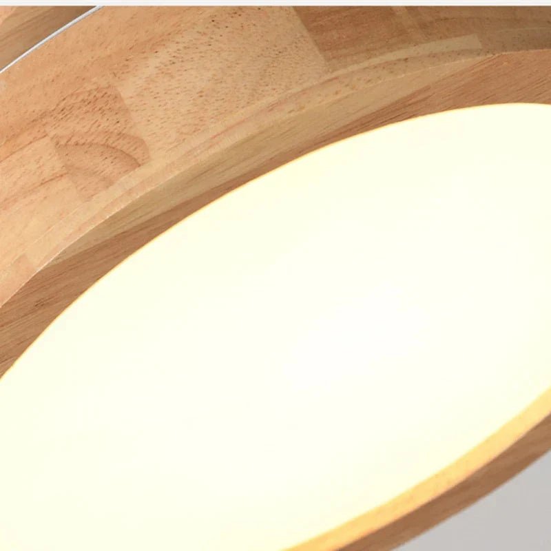 Round Wooden Scandinavian Ceiling Lamp – Solid Wood LED Flush Mount Ceiling Light, Warm or Cool White – NordicLuxe - Nalani - Fashion Clothing and Decor