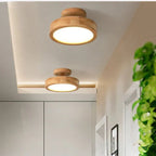 Round Wooden Scandinavian Ceiling Lamp – Solid Wood LED Flush Mount Ceiling Light, Warm or Cool White – NordicLuxe - Nalani - Fashion Clothing and Decor