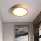 Round Wooden Scandinavian Ceiling Lamp – Solid Wood LED Flush Mount Ceiling Light, Warm or Cool White – NordicLuxe - Nalani - Fashion Clothing and Decor