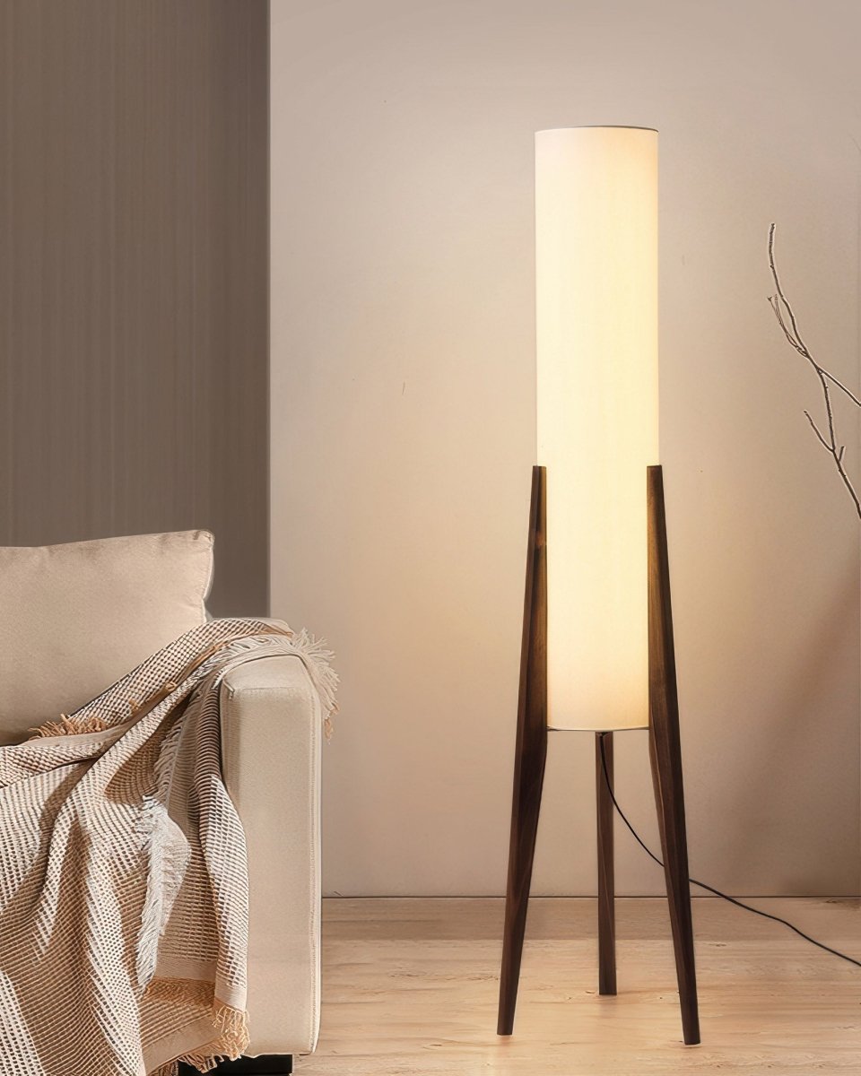 Scandinavian Walnut Floor Lamp – Solid Wood Art Lamp with Dimmable LED - Nalani - UK and AUS Fashion Clothing and Decor