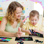 Scratch Art Set with Magic Rainbow Colors – Scratch Paper for Kids with 50 Sheets, Stencils & 5 Scratch Pens – Creative Gift - Nalani - Fashion Clothing and Decor