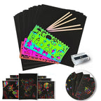 Scratch Art Set with Magic Rainbow Colors – Scratch Paper for Kids with 50 Sheets, Stencils & 5 Scratch Pens – Creative Gift - Nalani - Fashion Clothing and Decor