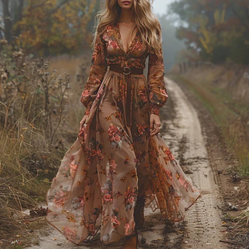 Selvara | Bohemian Floral Maxi Dress For Summer Weddings - Nalani - Fashion Clothing and Decor