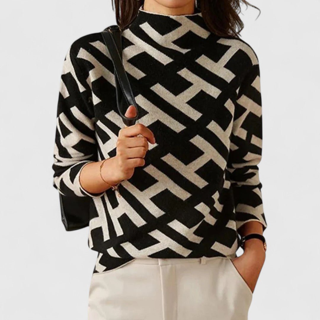 Sephira | Women's Patterned Knit Sweater - Modern Pullover - Nalani - Fashion Clothing and Decor