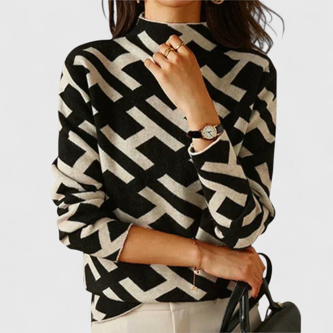 Sephira | Women's Patterned Knit Sweater - Modern Pullover - Nalani - Fashion Clothing and Decor