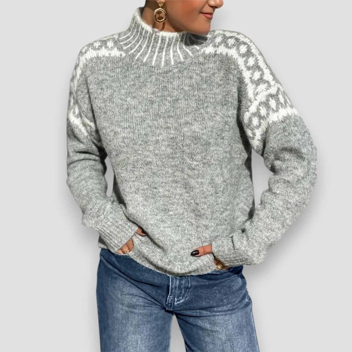 Sephira | Women’s Sweater | Patterned Shoulders - Nalani - Fashion Clothing and Decor