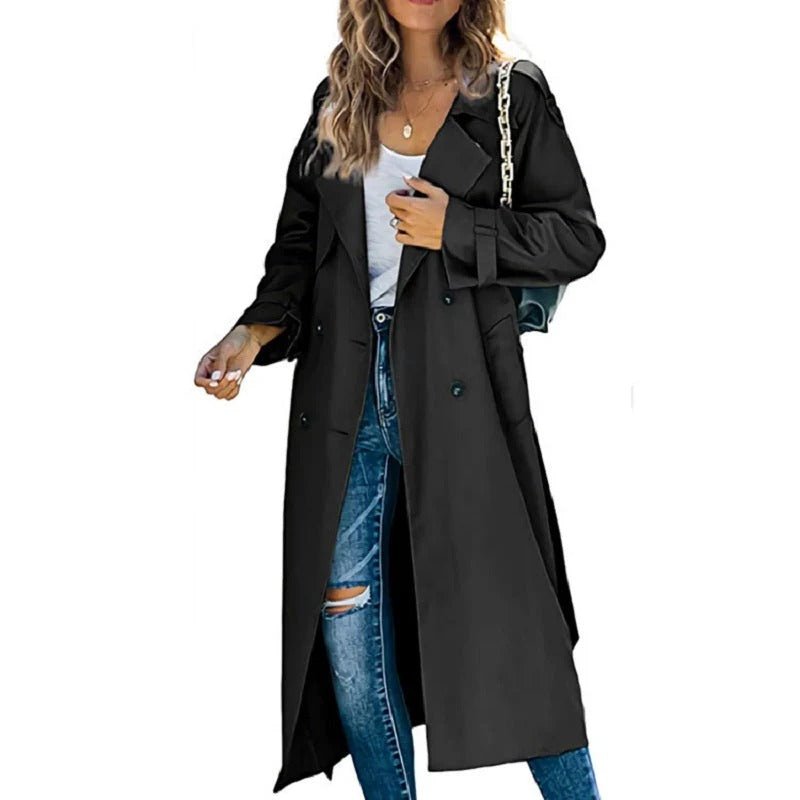 Serado Women’s Trench Coat – Cotton Blend – Tailored Fit – Double - Breasted Full Length - Nalani - UK Fashion Clothing and Decor