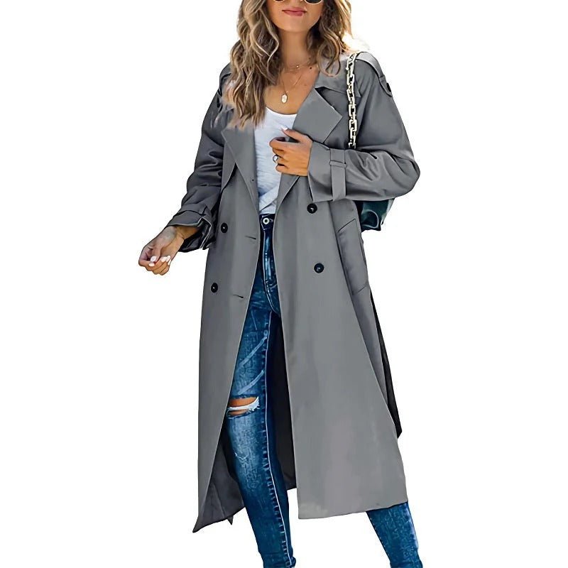 Serado Women’s Trench Coat – Cotton Blend – Tailored Fit – Double - Breasted Full Length - Nalani - UK Fashion Clothing and Decor