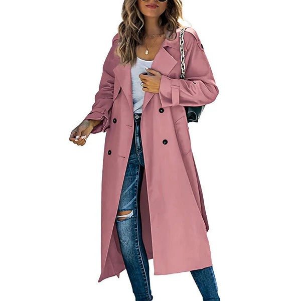 Serado Women’s Trench Coat – Cotton Blend – Tailored Fit – Double - Breasted Full Length - Nalani - UK Fashion Clothing and Decor