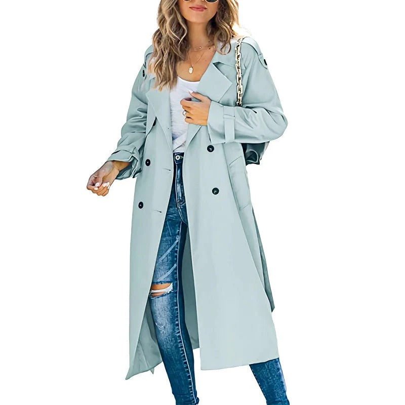 Serado Women’s Trench Coat – Cotton Blend – Tailored Fit – Double - Breasted Full Length - Nalani - UK Fashion Clothing and Decor