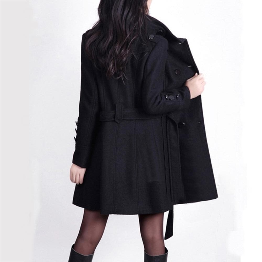 Serado - Women’s Trench Coat – Wool Blend – Tailored Fit – Double - Breasted – Belted Waist - Nalani - UK Fashion Clothing and Decor