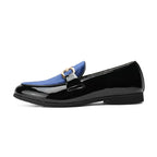 Shiny Patent Leather Slip On Loafers With Patchwork Design - Nalani - Fashion Clothing and Decor
