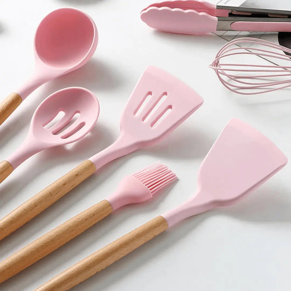 Silicone Kitchen Utensil Set – 12-in-1 Cooking Utensils, Heat Resistant to 446°F, Food Safe, 3 Colors – FlexiChef - Nalani - Fashion Clothing and Decor