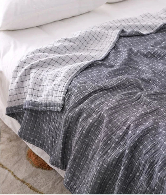 Simple Casual Cotton Blanket – Lightweight Cotton Gauze Muslin Throw Blanket for Bed & Sofa, Breathable, All-Season – BreezyCotton - Nalani - Fashion Clothing and Decor
