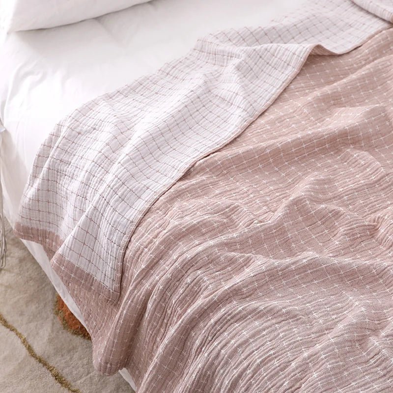 Simple Casual Cotton Blanket – Lightweight Cotton Gauze Muslin Throw Blanket for Bed & Sofa, Breathable, All-Season – BreezyCotton - Nalani - Fashion Clothing and Decor